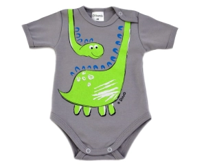 Body niemowlęce kr. rękaw DINO SZARY MELANŻ