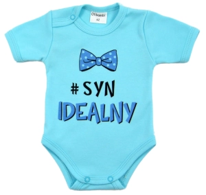 Body niemowlęce kr. rękaw napis SYN IDEALNY