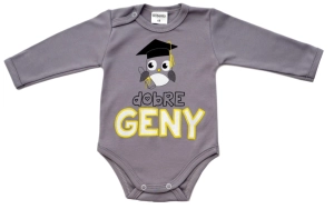 Body niemowlęce dł. rękaw napis DOBRE GENY  ( SZARY )