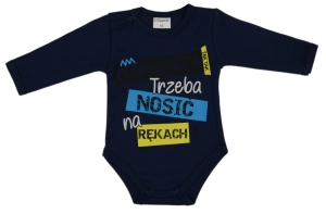 Body niemowlęce dł rękaw napis TEGO SZEFA TRZEBA NOSIĆ NA RĘKACH ( GRANAT )