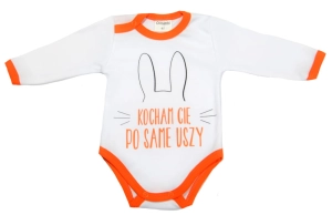 Body niemowlęce  KOCHAM CIĘ PO SAME USZY białe