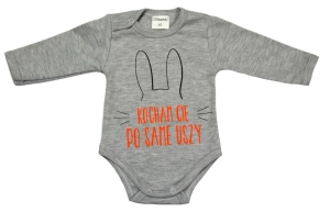 Body niemowlęce  KOCHAM CIĘ PO SAME USZY szary melanż