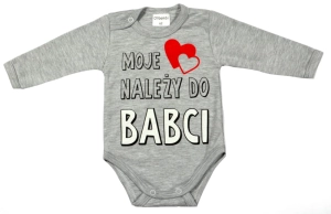 Body niemowlęce  MOJE SERCE NALEŻY DO BABCI szary melanż