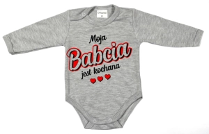 Body niemowlęce  MOJA BABCIA JEST KOCHANA szary melanż